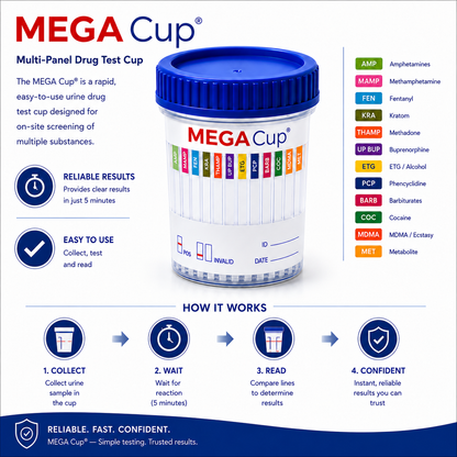 MEGA ECO II 19-Panel Drug Test Cup w/AD