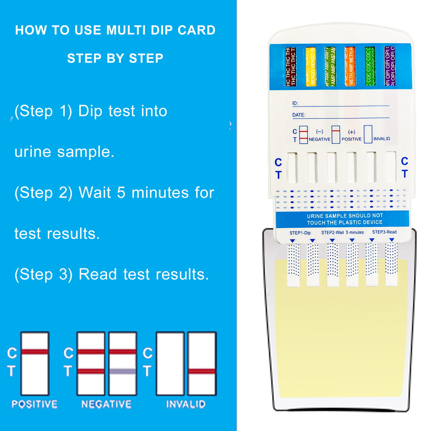 DOA Urine Drug Testing Strip Single Dip Card COC - WCO-25