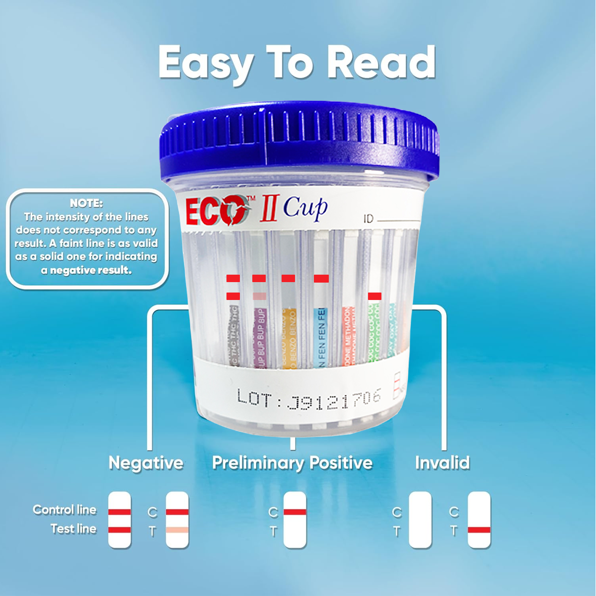 ECO ll Cup Urine Drug Test Kit 6 panel - AMP/BZO/COC/MOR/OXY/THC ECOII-6664