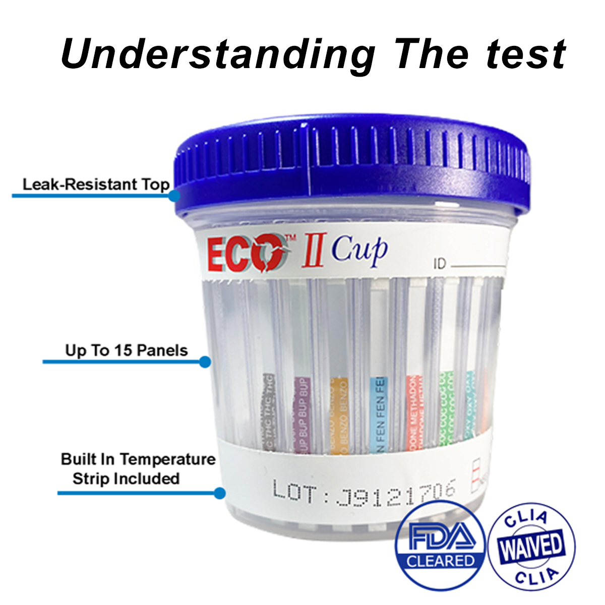 ECO ll Cup Urine Drug Test Kit 5 panel - AMP/COC/mAMP/OPI/THC ECOII-254