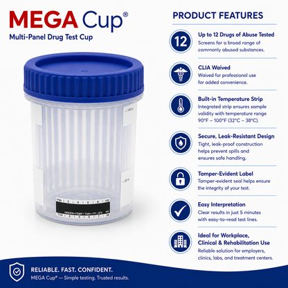 MEGA ECO II 19-Panel Drug Test Cup w/AD